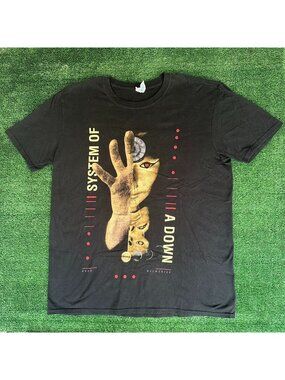 Vintage Y2K System of A Down Mezmerize T-Shirt SOAD Alt Nu Metal Grunge Black